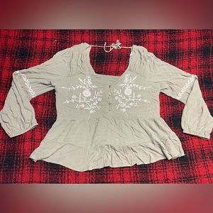 NWOT American Eagle Army Green Babydoll Fashion Top